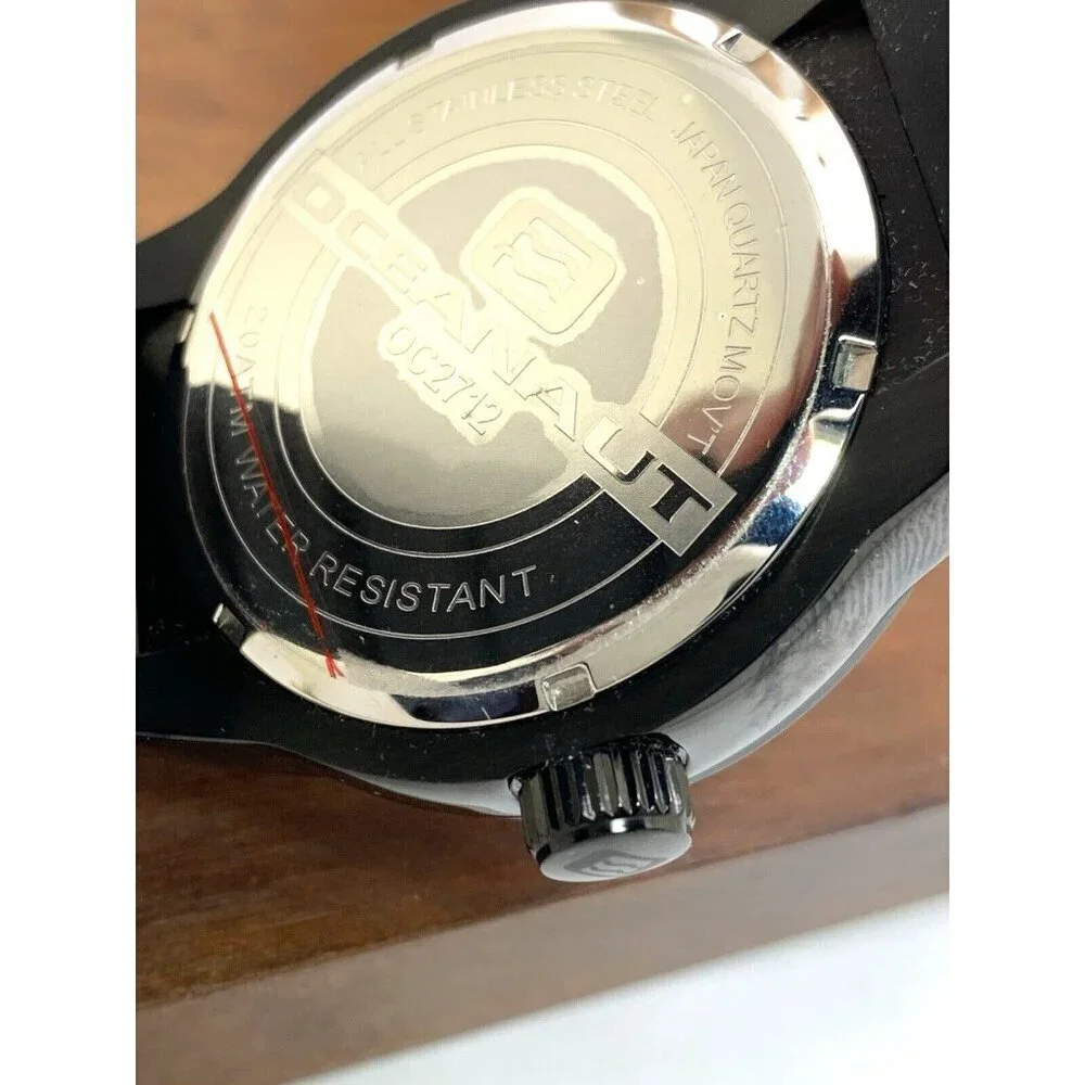 Oceanaut Men's Watch OC2712 Quartz Aqua One Orange Dial Black Rubber Ban…